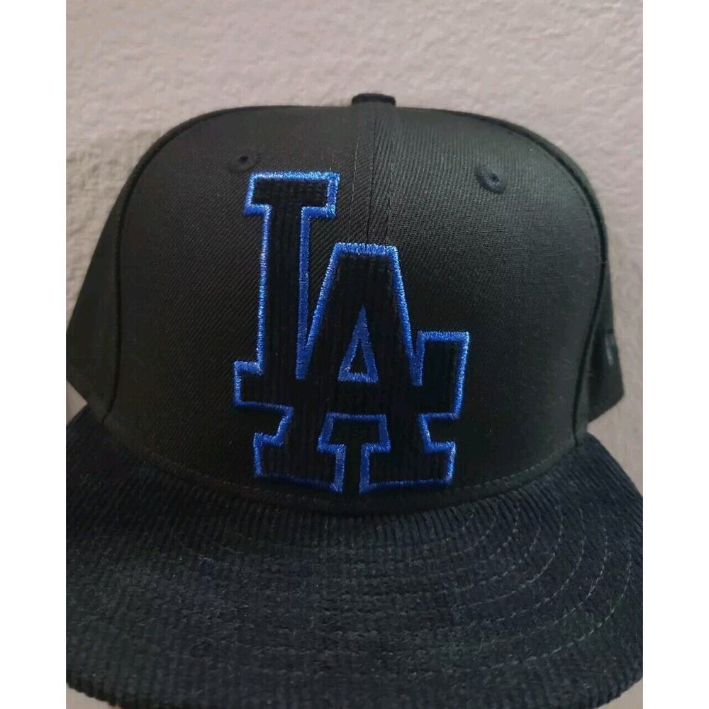 Los Angeles Dodgers Hat Cap Corduroy 59Fifty Size 7 3/8 Black New Era